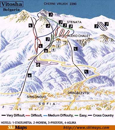 Vitosha: mapa tras